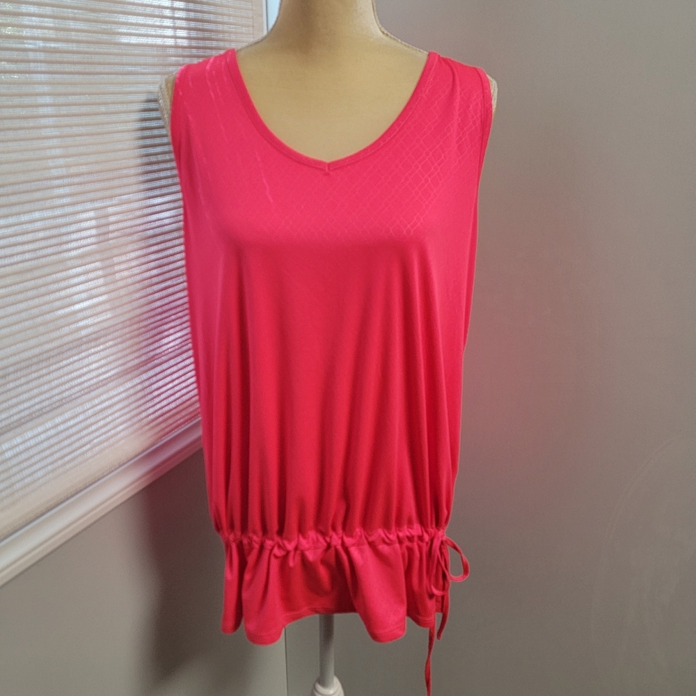 RBX Bright Pink/Orange Drop Waist Drawstring Racerback Athletic Tank Top XL